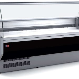 Vitrina Refrigerada Expositora Cristal Curvo con Reserva Decoración Negra Fondo 800 de 1055 x800 x1235h mm BADAJOZ VEC100