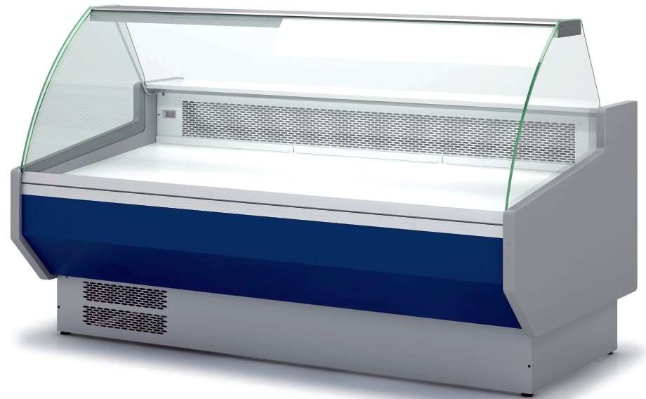 Vitrina Refrigerada Cristal Curvo Sin reserva Fondo 1100 dim. 2995x1100x1235h mm Línea Córdoba VEDS-10-30-C-TF