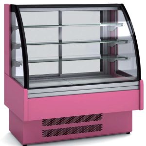 Vitrina Expositora Refrigerada Ventilada Cristal Curvo para snack dim.1650x730x1379h mm Línea Córdoba VV-6-16-C
