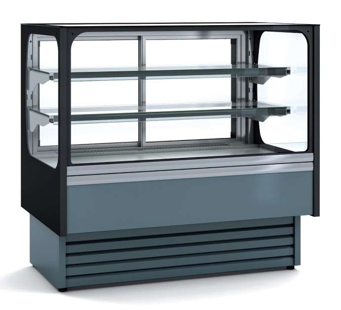 Vitrina Expositora Refrigerada Ventilada Cristal Recto Mostrador dim.1630x710x1380h mm Línea Córdoba VV-6-16-RGM