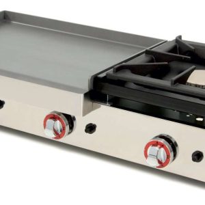 Plancha a Gas Acero Laminado con Fogón 6Kw pot.6,4+6Kw dim.1010x457x240h mm línea Badajoz 100PGLF