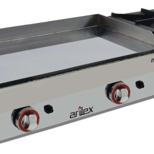 Plancha a Gas Acero con Baño Cromo Duro con Fogón 6Kw pot.6,4+6Kw dim.1010x457x240h mm línea Badajoz 100PGCF