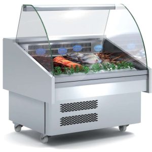 Vitrina Expositora Refrigerada Pescado / Marisco evaporador estático más placa fría dim.1285x915x1185h mm Línea Córdoba EEC-130-CC-EF