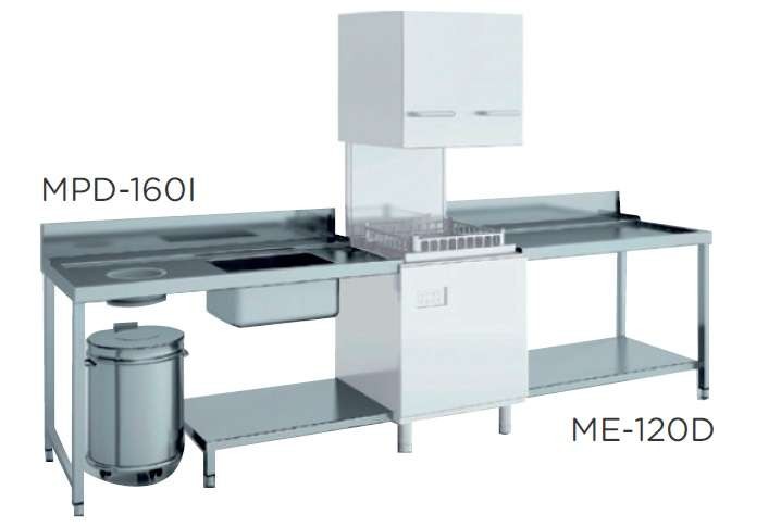 Mesa de prelavado entrada derecha dim.800x750x850h mm con estante MP-80D