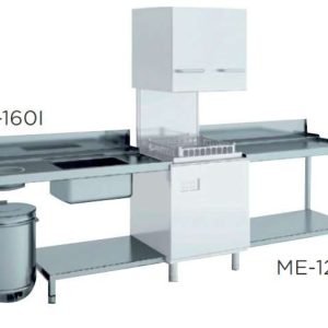 Mesa de prelavado entrada izquierda dim.1200x750x850h con estante con aro desbarazado mm MPD-120I