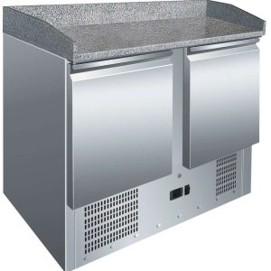 Mesa GN1/1 2 Puertas Preparación Pizzas con Encimera de Granito de 1045 x700 x1050h mm PEKIN S902PZ