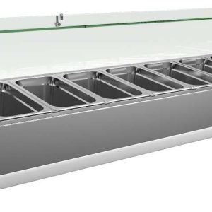 Vitrina 9 cubetas GN1/3 con Cúpula de Vídrio de 2000 x395 x440h mm PEKIN VRX2000380FG
