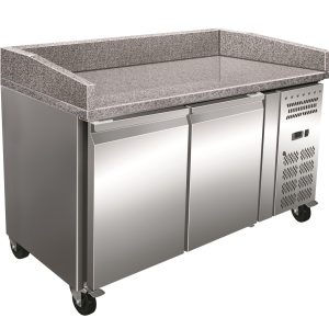 Mesa Euronorm 2 Puertas Preparación Pizzas con Encimera de Granito de 1515 x800 x1000h mm PEKIN PZ2600TN
