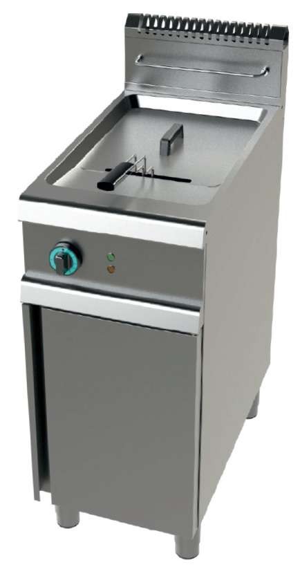 Freidora a gas 1 cuba limpia de 17 litros con 16Kw Serie 700 JUNEX con medidas 400x730x900h mm FG7N117